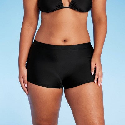  Women's Low-Rise Boyshorts Bikini Bottom - Wild Fable™ Black