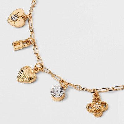  Mixed Charm Necklace - Wild Fable™ Gold