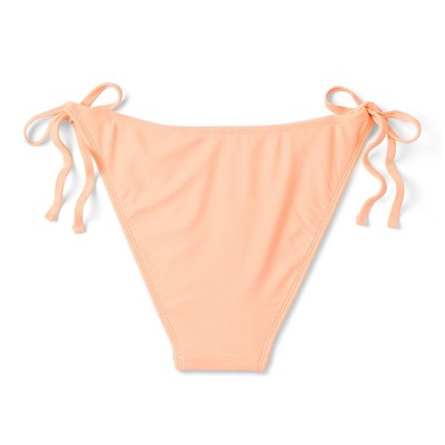  Women's Flower Chain Detail Side-Tie Scoop Cheeky High Leg Bikini Bottom - Wild Fable™ Peach