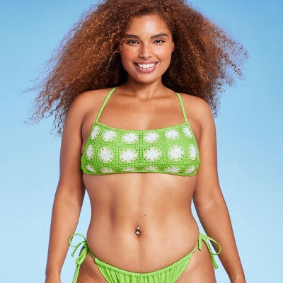  Women's Crochet Bralette Bikini Top - Wild Fable™