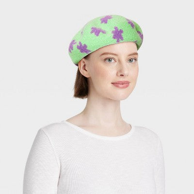  Knit Beret - Wild Fable™ Mint Green Floral