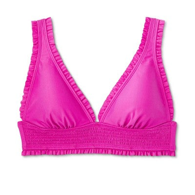  Women's Smocked Detail Longline Bikini Top - Wild Fable™ Purple