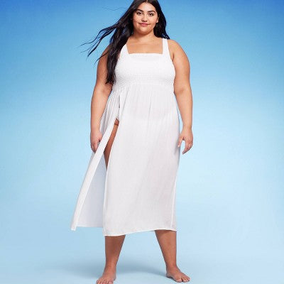 Women's Smocked High Slit Convertible Cover Up Dress - Wild Fable™