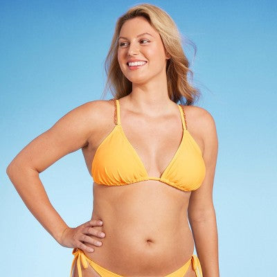  Women's Beaded Strap Triangle Bikini Top - Wild Fable™ Orange