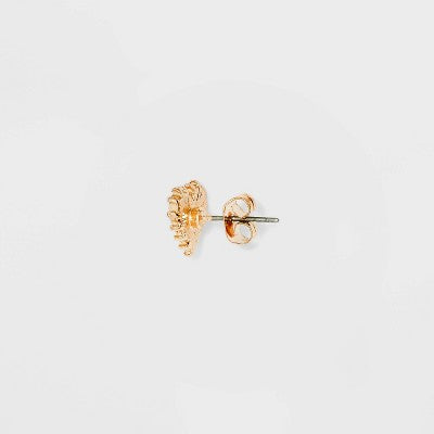 Heart And Beaded Cubic Zirconia Flower Stud Earring Set 18pc - Wild Fable™ Gold