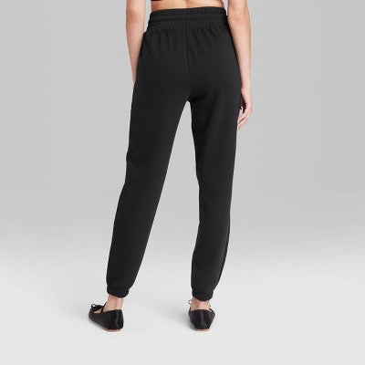  Women's High-Rise Tapered Joggers - Wild Fable™ Black