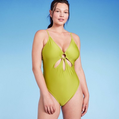  Women's Ring Front Cut Out One Piece Swimsuit - Wild Fable™ Green
