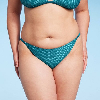  Women's Crochet Overlay Extra Cheeky Bikini Bottom - Wild Fable™ Green
