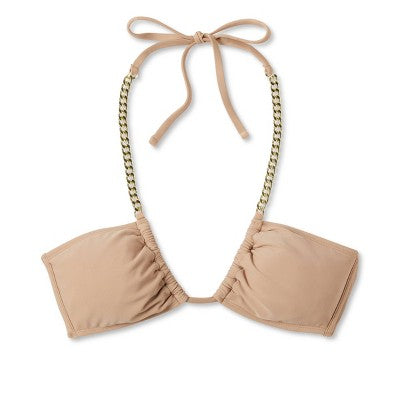  Women's Chain Detail U Bralette Bikini Top - Wild Fable™ Brown