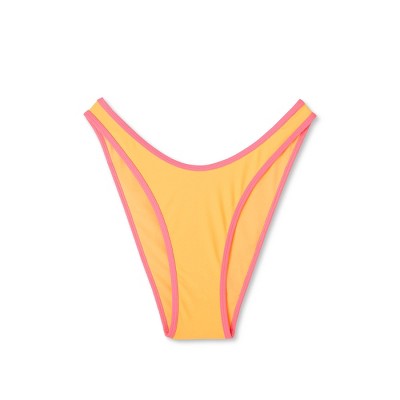  Women's Colorblock Ultra High Leg Extra Cheeky Bikini Bottom - Wild Fable™ Orange/Pink