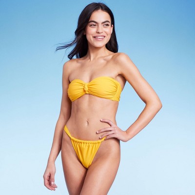  Women's Scarf Side Adjustable Coverage Bikini Bottom - Wild Fable™ Yellow