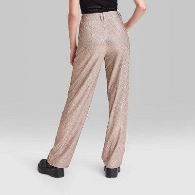 Women's Wide Leg Glitter Trouser Pants - Wild Fable™ Copper