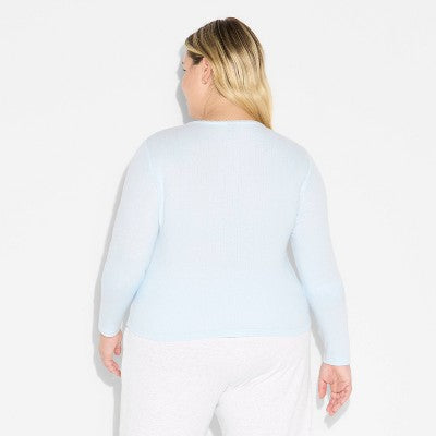  Women's Long Sleeve Roundneck Button-Down Shirt - Wild Fable™