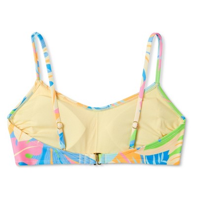  Women's Scoop Neck Bralette Bikini Top - Wild Fable™ Multi Tropical Print