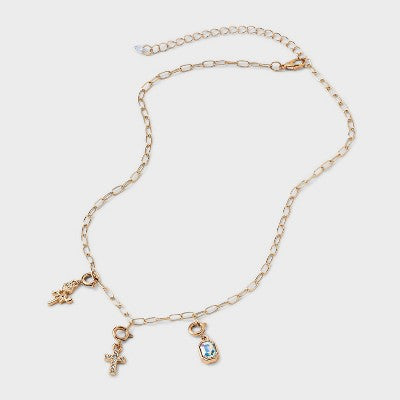  Build Your Own Cross And Rose Charm Necklace - Wild Fable™ Gold