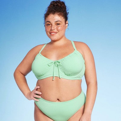 Women's Shirred Underwire Lurex Bikini Top - Wild Fable™