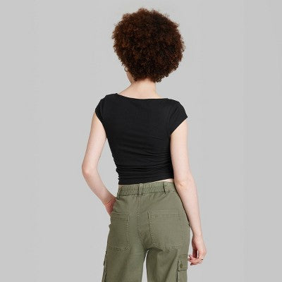  Women's Cap Sleeve Ruched Side Seam T-Shirt - Wild Fable™