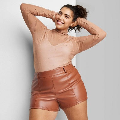  Women's High-Rise Faux Leather Shorts - Wild Fable™
