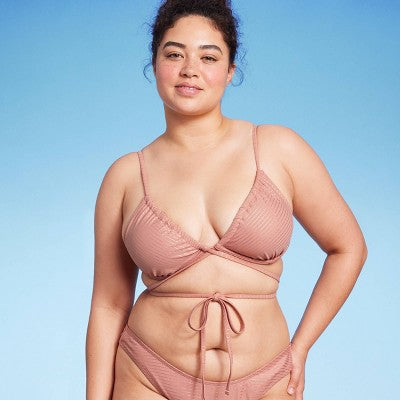  Women's Strappy Underwire Bikini Top - Wild Fable™ Brown Lurex