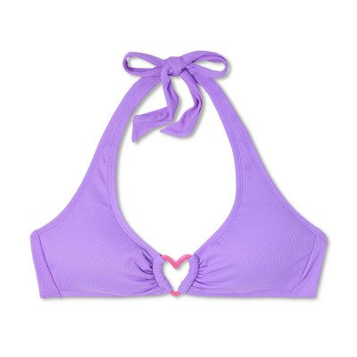  Women's Heart Detail Bralette Bikini Top - Wild Fable™ Purple