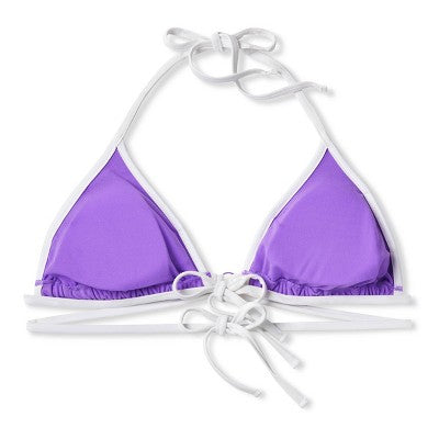  Women's Strappy Ring Front Triangle Bikini Top - Wild Fable™ Purple
