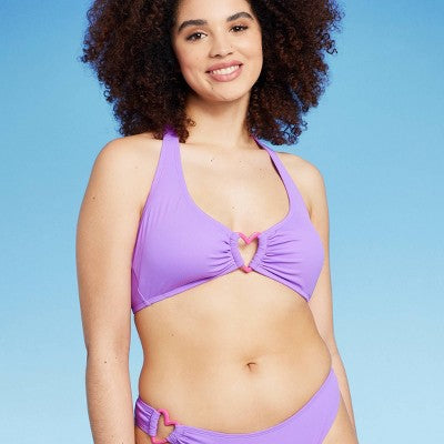  Women's Heart Detail Bralette Bikini Top - Wild Fable™ Purple