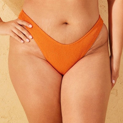  Women's Pucker Textured Low-Rise Extra High Leg Extra Cheeky Bikini Bottom - Wild Fable™