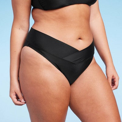  Women's Crossover High Leg Cheeky Mid-Rise Bikini Bottom - Wild Fable™