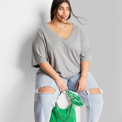  Women's Short Sleeve Relaxed Fit V-Neck T-Shirt - Wild Fable™