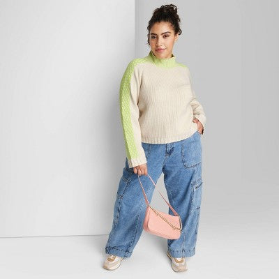  Women's Mock Turtleneck Boxy Pullover Sweater - Wild Fable™