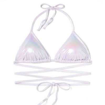  Women's Extreme Wrap Triangle Bikini Top - Wild Fable™ Light Purple Iridescent