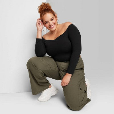  Women's Long Sleeve Off The Shoulder T-Shirt - Wild Fable™