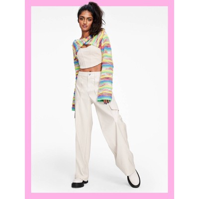  Women's High-Rise Straight Leg Faux Leather Cargo Pants - Wild Fable™