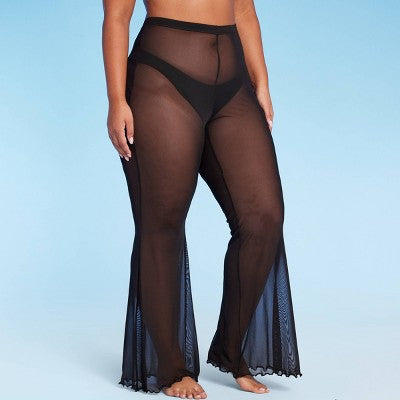  Women's Mesh High Waist Flare Cover Up Pants - Wild Fable™