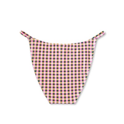  Women's High Leg Cheeky Bikini Bottom - Wild Fable™ Multi Check Print