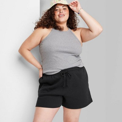  Women's Mid-Rise Pull-On Fleece Shorts - Wild Fable™