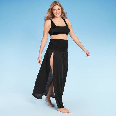  Women's Smocked High Slit Convertible Cover Up Dress - Wild Fable™