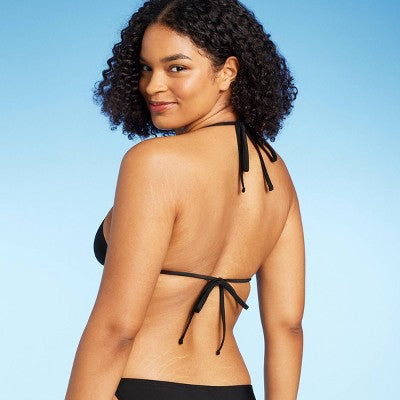  Women's Low Coverage Mini Triangle Bikini Top - Wild Fable™ Black