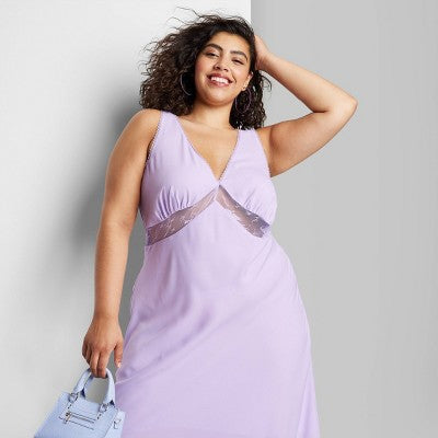  Women's Lace Detail Slip Midi Dress - Wild Fable™