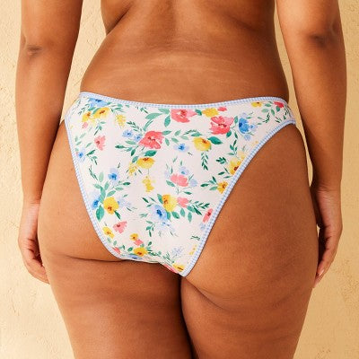  Women's Contrast Binding Mid-Rise Ultra High Leg Super Cheeky Bikini Bottom - Wild Fable™