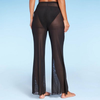  Women's Mesh Cover Up High Waist Flare Pants - Wild Fable™