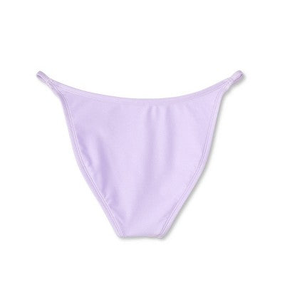  Women's Side Tab High Leg Cheeky Bikini Bottom - Wild Fable™ Shiny Light Purple
