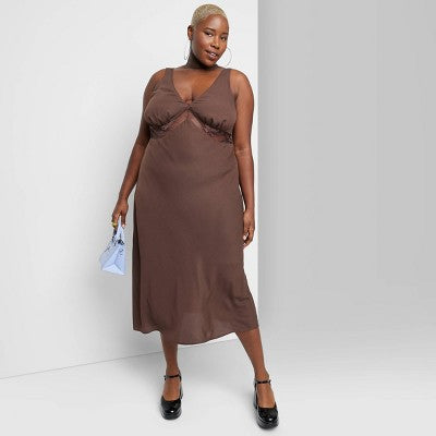  Women's Lace Detail Slip Midi Dress - Wild Fable™