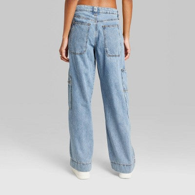  Women's High-Rise Cargo Baggy Jeans - Wild Fable™ Medium Wash