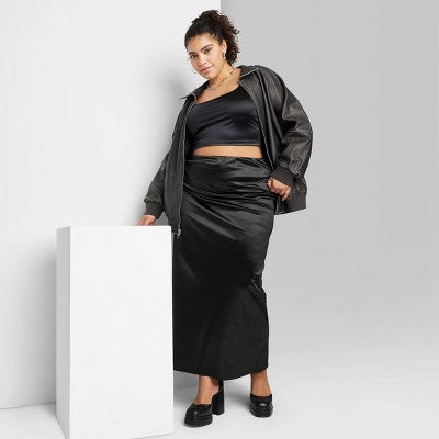  Women's High-Rise Shine Knit Maxi Skirt - Wild Fable™