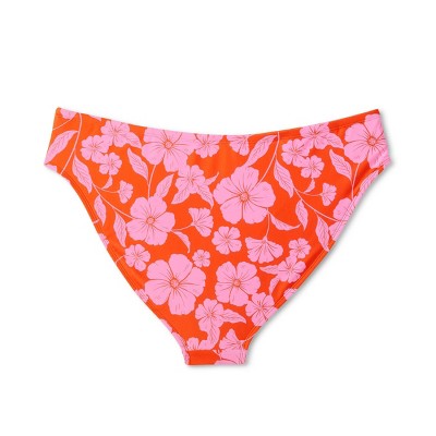  Women's Low-Rise Hipster Bikini Bottom - Wild Fable™ Orange/Pink Tropical Print