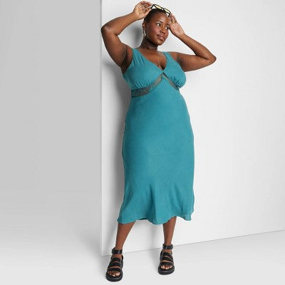  Women's Lace Detail Slip Midi Dress - Wild Fable™