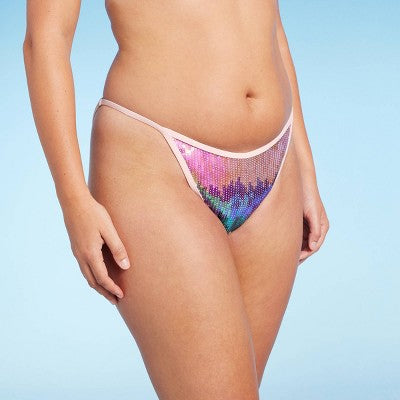  Women's Ombre Sequin Ultra High Leg Extra Cheeky Bikini Bottom - Wild Fable™ Multi