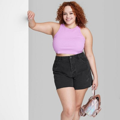 Women's High-Rise Cutoff Midi Jean Shorts - Wild Fable™