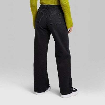  Women's Super-High Rise Wide Leg Baggy Jeans - Wild Fable™ Black Wash